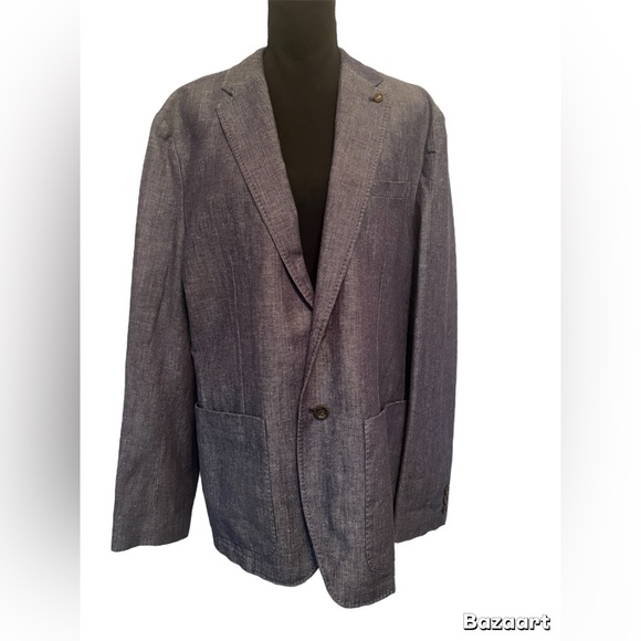 Ted Baker Navy Denim Linen Blend Blazer size S